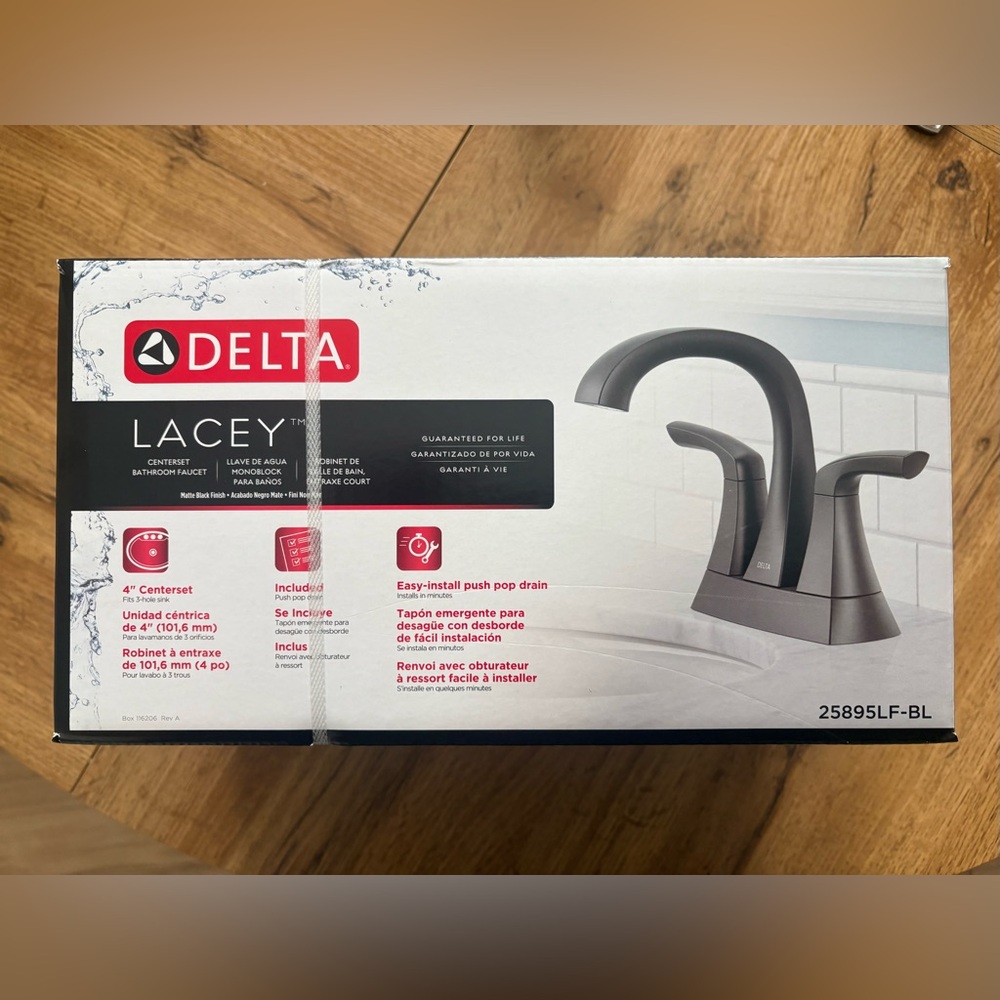 Delta Lacey Matte Black center set bathroom faucet